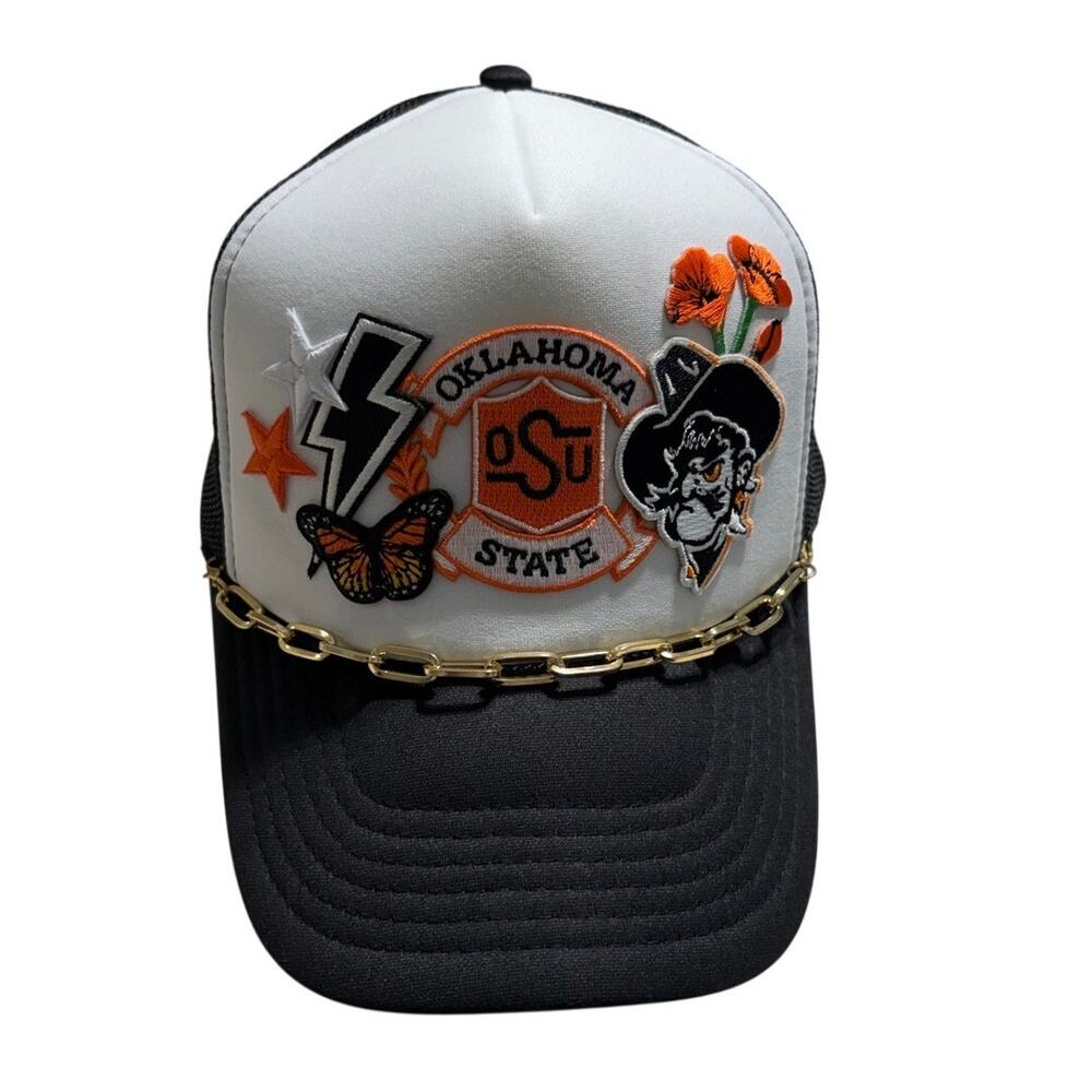 Oklahoma State Cowboys Trucker Hat One-Size Chain Appliques Pokes Snap Back